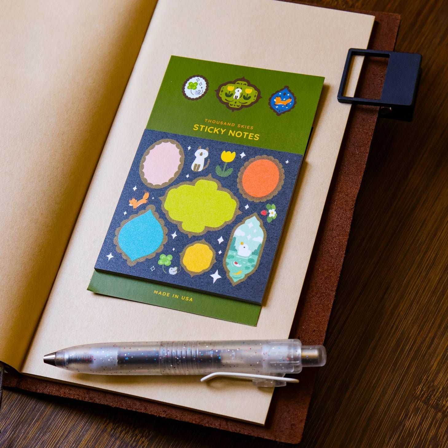 Full color sticky notes featuring one of Thousand Skies' known designs, retro frames!

3x3 inches
25 sheets
Printed with 3M