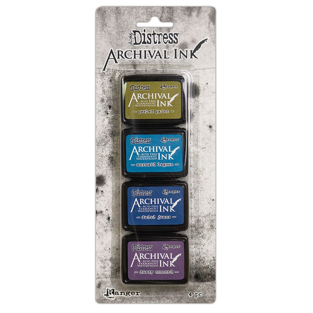 Tim Holtz Distress® Mini Archival Ink pads are waterproof, acid-free dye inks featuring the classic Distress color palette in the same fade resistant formula used in Ranger Archival Ink.
