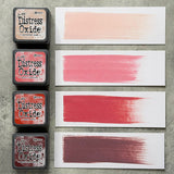 Tim Holtz Distress Mini Oxide Ink Pads are a collection of 1 x 1 cubes featuring water-reactive dye & pigment ink fusion that creates an oxidized effect when sprayed with water