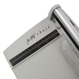 Featuring a geared rotary cutting blade, this trimmer effortlessly cuts through a range of crafting mediums. The trimmer offers both imperial and metric rulers, as well as a handy 0.25 inch gridded base with popular paper sizes for ease of use. With a compact base that has a cutting length of 12.5 inch/31.5cm and extendable arms that can expand it to 12 inch/30.5cm, this trimmer is both versatile and practical.