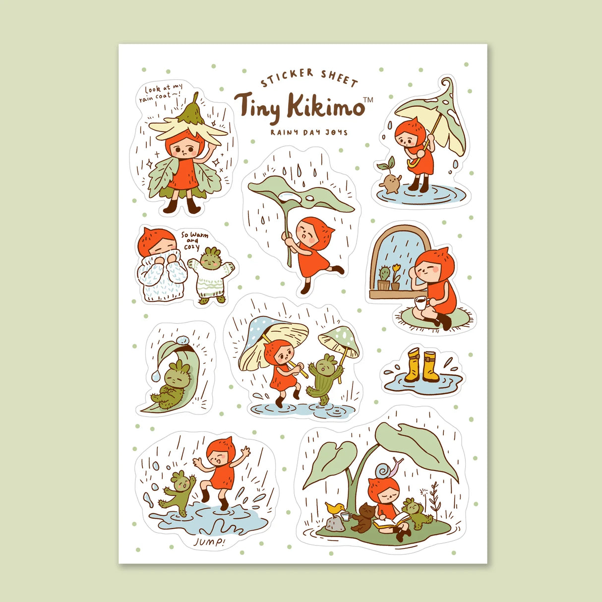 Tiny Kikimo Sticker Sheet - Rainy Day Joys

Perfect for planners, journals, or scrapbooking. Approx. 4 x 6 in.