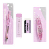 The Tombow Shimmer Stationery Set brings together four MONO favorites in a cohesive, shimmering design that adds a bit of shine to everyday stationery. Each set is thoughtfully curated to include the essentials you reach for most, all in a matching finish that feels special without sacrificing performance. 

The MONO Graph Mechanical Pencil features Tombow’s shake mechanism for quick lead advancement and a shake lock to prevent accidental extension. The MONO Eraser delivers clean, precise erasing, while 0.5