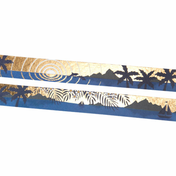 Cinta washi con motivos de puesta de sol tropical