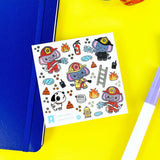 PipStickers are the PERFECT gift for the sticker lover in your life - even if it's you! These unique PVC designs with silver foil accents come on a clear backing and cannot be found anywhere else.

Includes one 4" x 4" sheet of Trunks & Ladders PipStickers and includes the Pipsticks manifesto.

