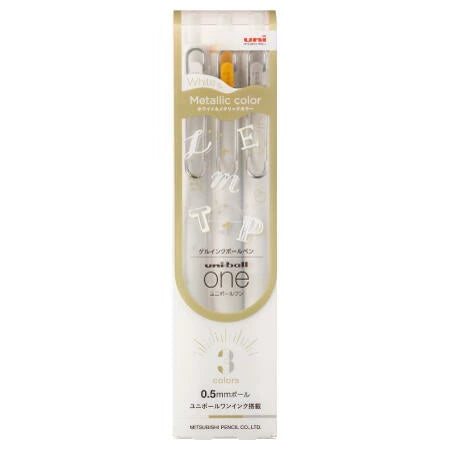 Uni-ball One White & Metallic Colors Gel Pens - Set of 3 0.5mm