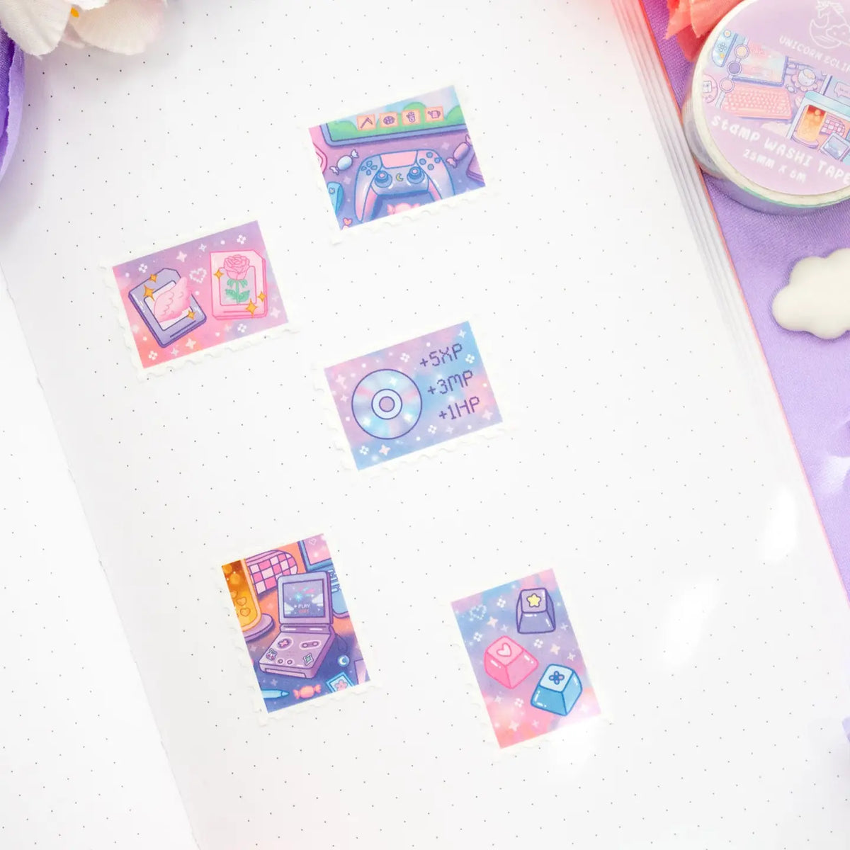 Unicorn Eclipse - Game Time Stamp Washi Tape

1 roll: 25mm x 5m
Made of eco-friendly adhesive paper materials
Easily removable with no residue

✧Notes✧ Please note that color on images may vary from monitor to monitor due to photographing, lighting and screen settings. Minor errors may be possible as these stickers are handmade.