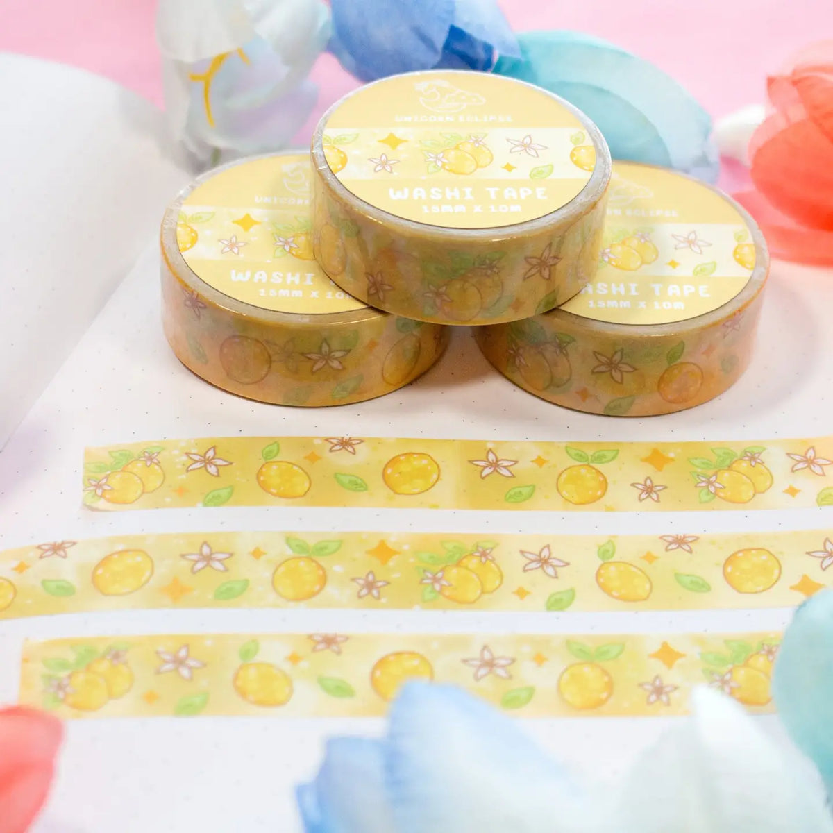 Unicorn Eclipse - Lemons Washi Tape

1 roll: 15mm x 10m
Made of eco-friendly adhesive paper materials
Easily removable with no residue

✧Notes✧ Please note that color on images may vary from monitor to monitor due to photographing, lighting and screen settings. Minor errors may be possible as these stickers are handmade.