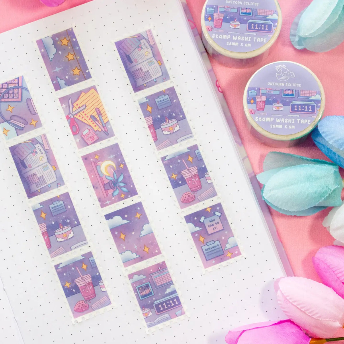 Unicorn Eclipse - Study Night Stamp Washi Tape

1 roll: 25mm x 5m
Made of eco-friendly adhesive paper materials
Easily removable with no residue

✧Notes✧ Please note that color on images may vary from monitor to monitor due to photographing, lighting and screen settings. Minor errors may be possible as these stickers are handmade.