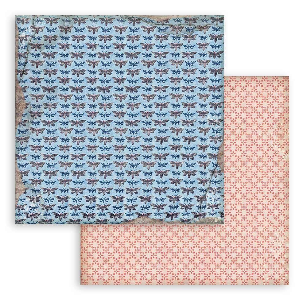 Bloc de papel con fondo de biblioteca vintage, 12" x 12" 