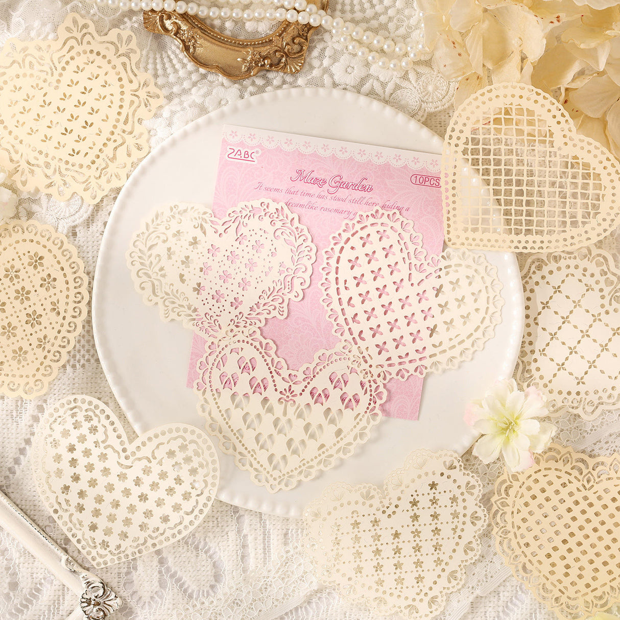 These delightful lacy doilies can be used for a number of projects to great effect or maybe you just want to pop them under your pretty party cupcakes! Perfect for your projects for a pretty delicate effect.

10 Piece Set
2.7in x 3.5in