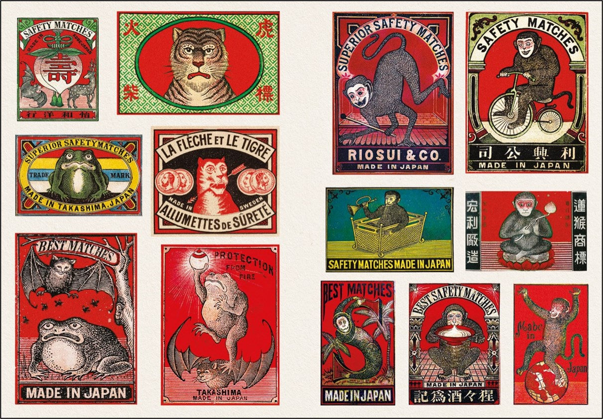 Celebrate a lost era of surprising graphics with nostalgic matchbox designs from around the world. Indian elephants jostle with Japanese cherry blossoms and bold Soviet-era graphics in this fiery collection of striking imagery. In an age of vaping, the humble matchbox has become an object of nostalgia. This colorful little sticker book celebrates the weird and wonderful designs of boxes from India, China, Japan, Sweden, Austria, and the former Czechoslovakia. Full of charm and graphic invention, they’ll add