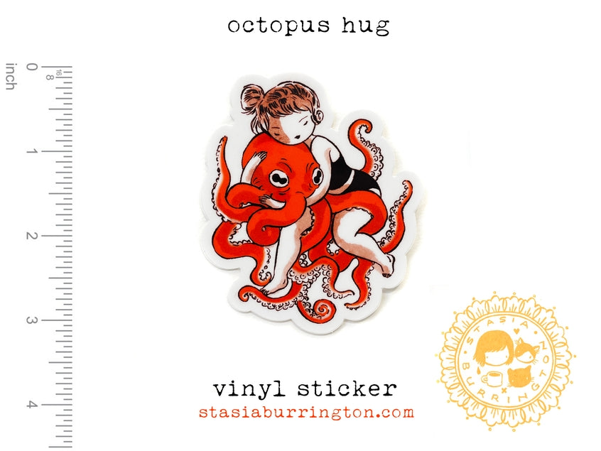 Pegatina de vinilo con abrazo de pulpo
