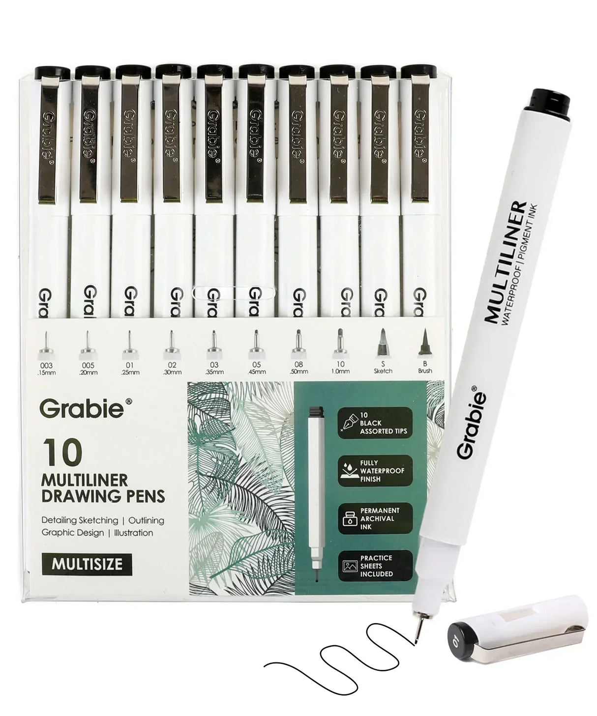 THE GRABIE ARCHIVAL PROMISE - Draw with unrivaled confidence knowing our fade-proof pigment ink is fast-drying and boasts uncompromising waterproof performance across every single tip. This ensures your lines stay crisp, permanent, and bleed-free, even on the most detailed work.