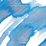 A clear sky-blue base is gently washed with deep ocean-blue undertones, while graceful grayish blues softly bloom across the surface, evoking the Blue Castle, the dreamlike refuge Valancy created in her imagination to endure a life bound by restraint.