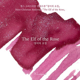 A warm raspberry rose base is accented with cool silver and blue glitter that softly sparkles through the surface, capturing both the beauty and tragedy of human love as seen through the eyes of a fairy.
