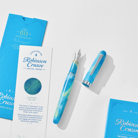 Discover the colors of literature inspired by the emotions and moments found in literary works, now in a fountain pen.&nbsp;

The Wearingeul Literature Fountain Pen was created to bring the colors of stories born from literature into your hands. Take your time with the Wearingeul Literature Fountain Pen, and write down the words and impressions that stayed with you.&nbsp;

Inspired by a remote island where the endless blue se meets lush greenery, the Robinson Crusoe Fountain Pen captures a deep, refreshing 