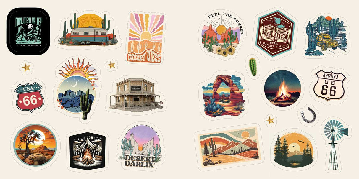 Colorful cowboy hats and boots. Lucky horseshoes and bucking broncos. Prickly cacti and desert sunsets. Delivering 500+ “cowboy-core” designs, this country-inspired StickerCore collection brings the Wild West to everyone.

Rhinestone-studded cowgirl boots, pretty paisleys, neon saloon signs, flower-crowned steer skulls, lucky horseshoes, galloping stallions, and fun sayings like “Yeehaw!” and “Howdy!”—what’s not to love about the western aesthetic?
 
 With Western Stickers, those ready to saddle up in style