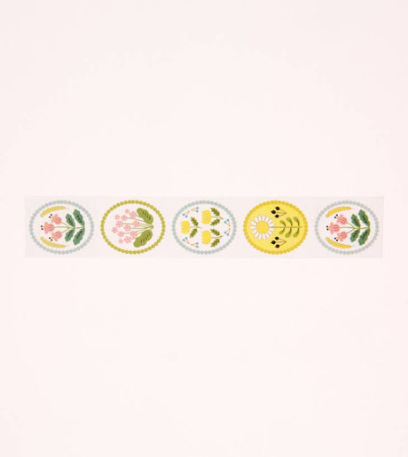 White Floral Emblem Washi Tape