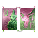 The perfect place to note your thoughts in style, this 184-page collectible journal is a stylish gift for any Wicked fan. This reversible journal can be flipped to present either Elphaba Thropp’s or Glinda Upland’s profiles, with internal pages in soft shades of green and pink and with a satin placeholder ribbon.

QUALITY CONSTRUCTION: This journal features a stunningly detailed, molded hardcover with metallic finish, 184-ruled pages of premium paper, plus a satin ribbon marker to ensure you never lose your