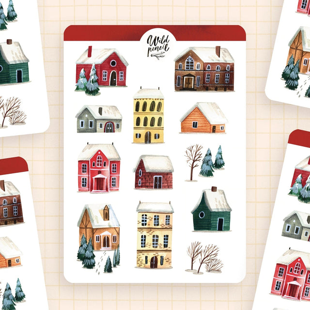 Wild Pencil Studio Sticker Sheet - Winter Town
