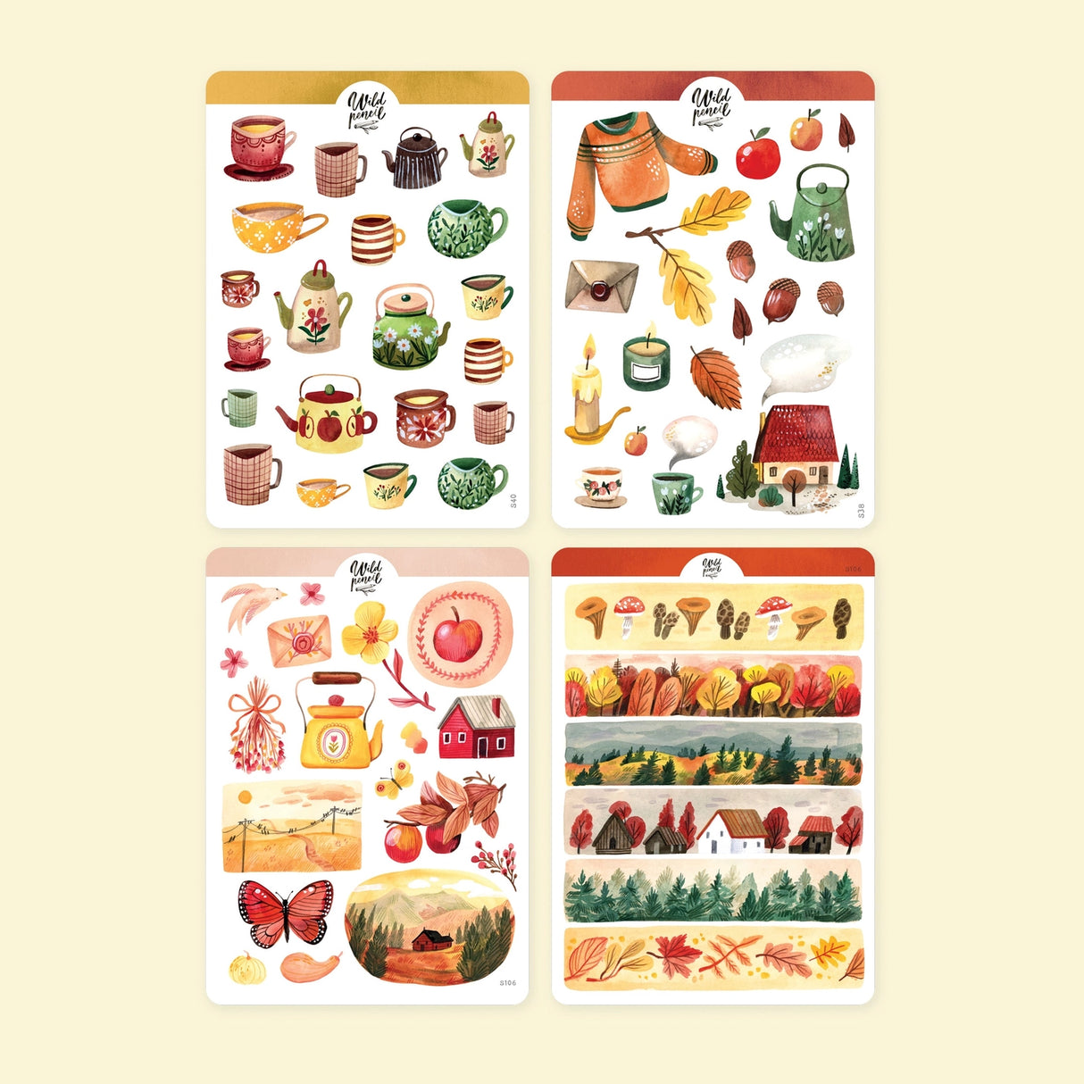 Get four stickers sheets in a bundle for better price! Perfect for your bullet journal, planner, snail mail or various other crafts. Designed from my original sketchbook illustrations, each made with love in Czech Republic.