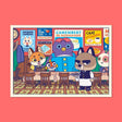 Illustration depicting our original characters Rémi, Bibule, and Pompon at the bistro with Claude, the waiter.

• Postcard size A6 (14.8 × 10.5 cm)
• Old Mill Premium White 300g paper
• Digital printing
• Printed in France