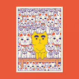 This illustration is inspired by the Gotoku-ji Temple in Tokyo, known for housing over 1000 cat figurines called Maneki-Neko.

• Postcard size A6 (14.8 × 10.5 cm)
• Old Mill Premium White 300g paper
• Digital printing
• Printed in France