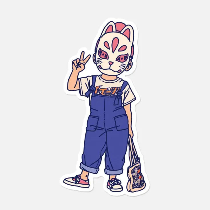 Meet Ina, one of our original characters inspired by Japanese pop culture.
Like her father - the famous wrestler Great Kitsune - she never leaves her kitsune mask (kitsune means “fox” in Japanese). Its name is a tribute to the goddess Inari.

• Vinyl sticker
• 4.9 x 9.7 cm
• PVC free
• Anti-UV varnish
• Can be used outside
• Printed in Sweden