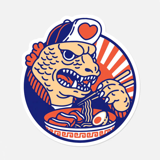 Meet Tonko, one of our original characters inspired by Japanese pop culture. Tonko is a human-sized kaiju, which is rather unusual since kaiju are giant monsters. 
Its name comes from the word tonkotsu which refers to a type of ramen broth.

• Vinyl sticker
• 7.5cm (approx. 2.95")
• PVC free
• Anti-UV varnish
• Can be used outside
• Printed in Sweden