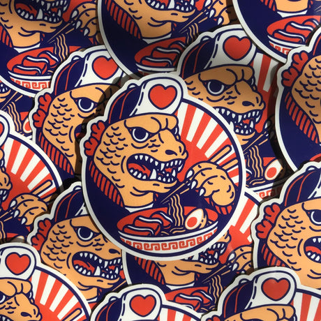 Meet Tonko, one of our original characters inspired by Japanese pop culture. Tonko is a human-sized kaiju, which is rather unusual since kaiju are giant monsters. 
Its name comes from the word tonkotsu which refers to a type of ramen broth.

• Vinyl sticker
• 7.5cm (approx. 2.95")
• PVC free
• Anti-UV varnish
• Can be used outside
• Printed in Sweden