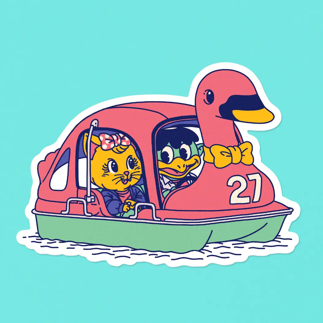 Illustration inspired by the famous swan-shaped pedal boats in Ueno Park, Tokyo.

• Vinyl sticker
• 8.3 × 6 cm
• PVC-free
• UV-resistant varnish
• Suitable for outdoor use
• Printed in Sweden