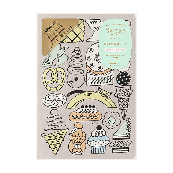 Yuru Log is a notebook series that allows anyone to easily keep a record of their daily lives in a "loose and fun" way. Yuru means Relax and Log stand for Record. It is perfect for people who want to enjoy recording their daily lives while decorating their notebooks or diaries but are not good at layout or drawing, or for beginners who are interested but find it difficult to get started.

The "Sweets and Animal Patterns" design was created by Ikumi Ouchi, known for its charming hand-drawn touch and charming