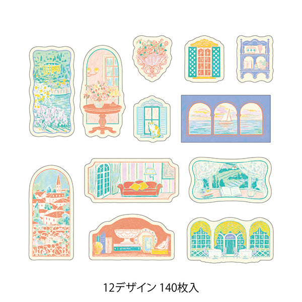 Yuru Log Sticker Roll - Window Scenery

Roll seals with a wide variety of designs:
Recommended for decorating notebooks, these roll stickers with perforations can be cut out as needed. It's also great that you can use plenty of stickers without hesitation when enjoying notebook arrangements.



Plenty of usable, 140 sheets (12 designs)
The "Window Scenery Pattern" is designed by illustrator Yuka Takamaru, known for its richly colored, soft touches. It depicts the scenery visible from the windows to the wind