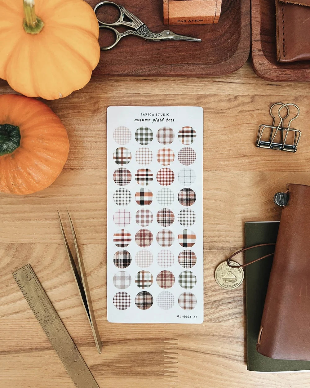 Sarica Studio Autumn Plaid Dots Stickers