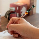 Black Nyanko(Cat) Glass Dip Pen
