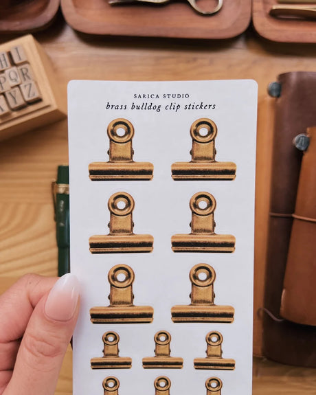Sarica Studio Brass Bulldog Clip Stickers