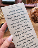 Sarica Studio Kraft Typewriter Weekday Stickers