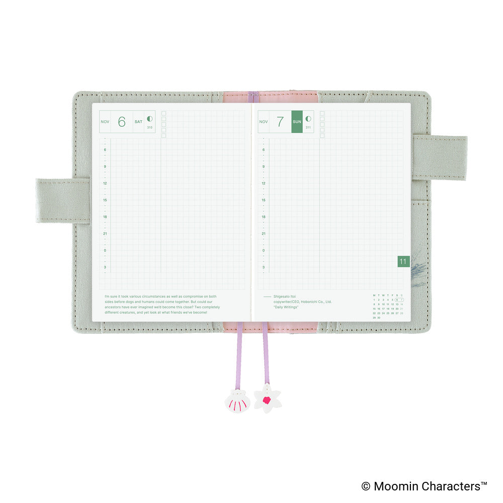 Hobonichi Techo A6 Cover Moomin: My Yard (Pale Mint)