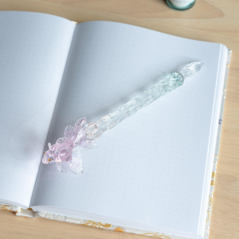 Pink Goldfish Glass Dip Pen