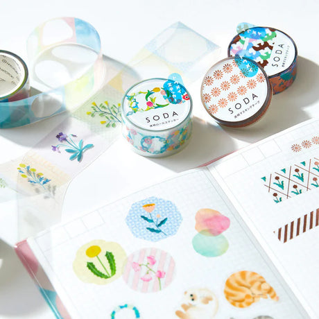 SODA Transparent Masking Tape - Flower Crown (Sticker Roll)
