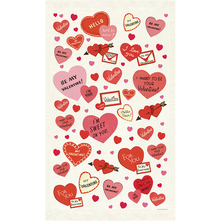 Paño de cocina con corazones de San Valentín