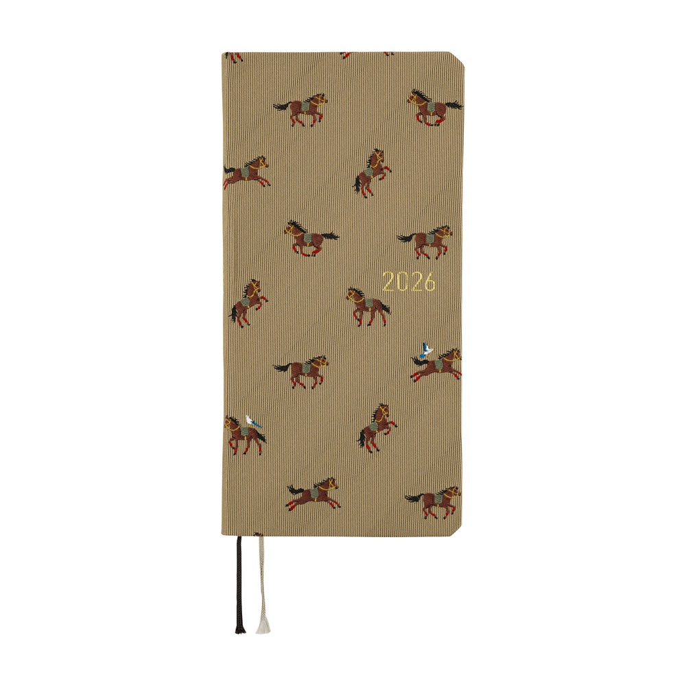 Hobonichi 2026 Spring Weeks Bow & Tie: Galloping Horses [JPN/Tall & Slim/April Start]