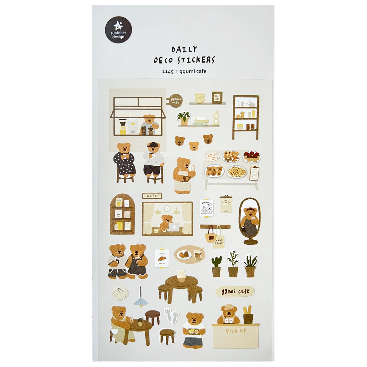 Suatelier Sticker Sheet - Bear Cafe
