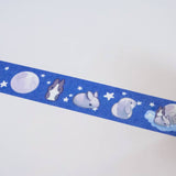 Cinta washi de conejo de luna plateada