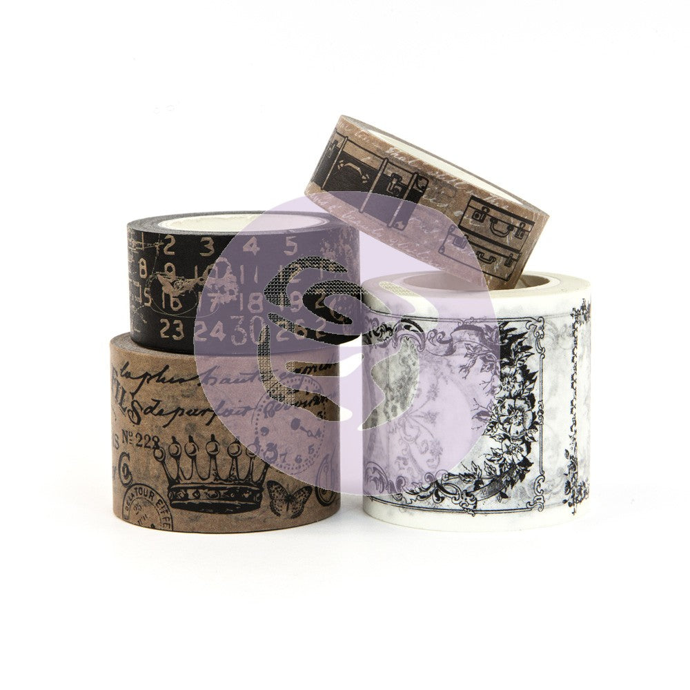 PTJ Vintage Decorative Tape Craft and White 4/Pkg Prima Traveler's Journal