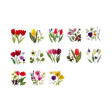 Rollo de pegatinas washi con forma de corona de flores de tulipán (200 unidades)