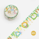 Cinta washi con adorno de flores y corona de flores