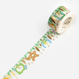Cinta washi con adorno de flores y corona de flores