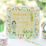 Cinta washi con adorno de flores y corona de flores