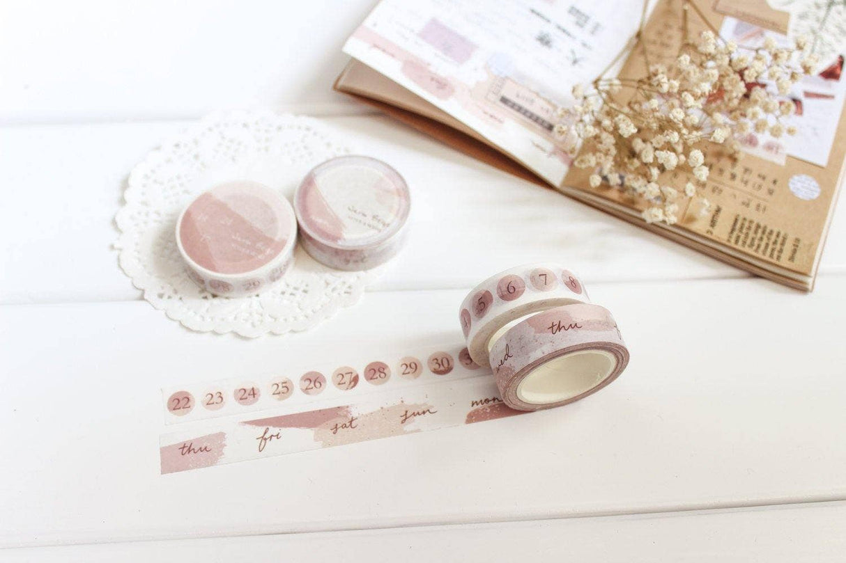 Beige Days & Numbers Washi Tape